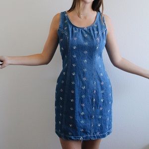 vintage embroidered denim dress